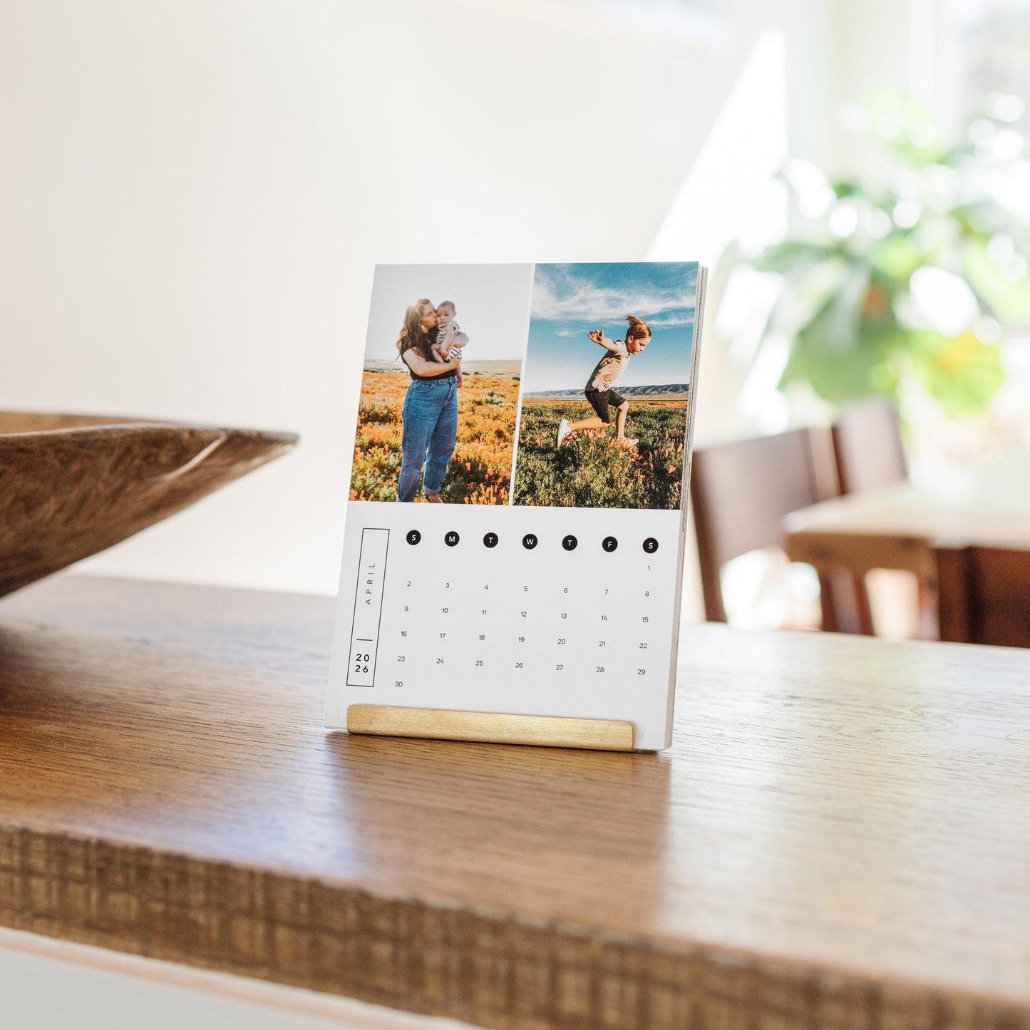 Monthly Calendar with Brass Stand
