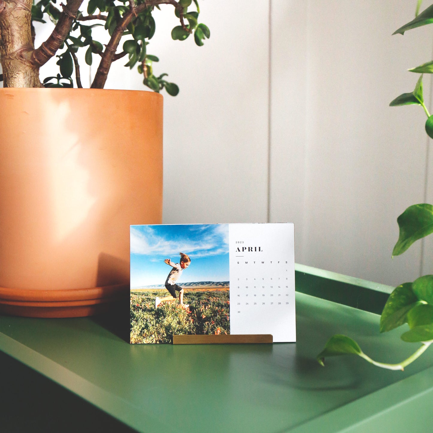 Monthly Calendar with Brass Stand
