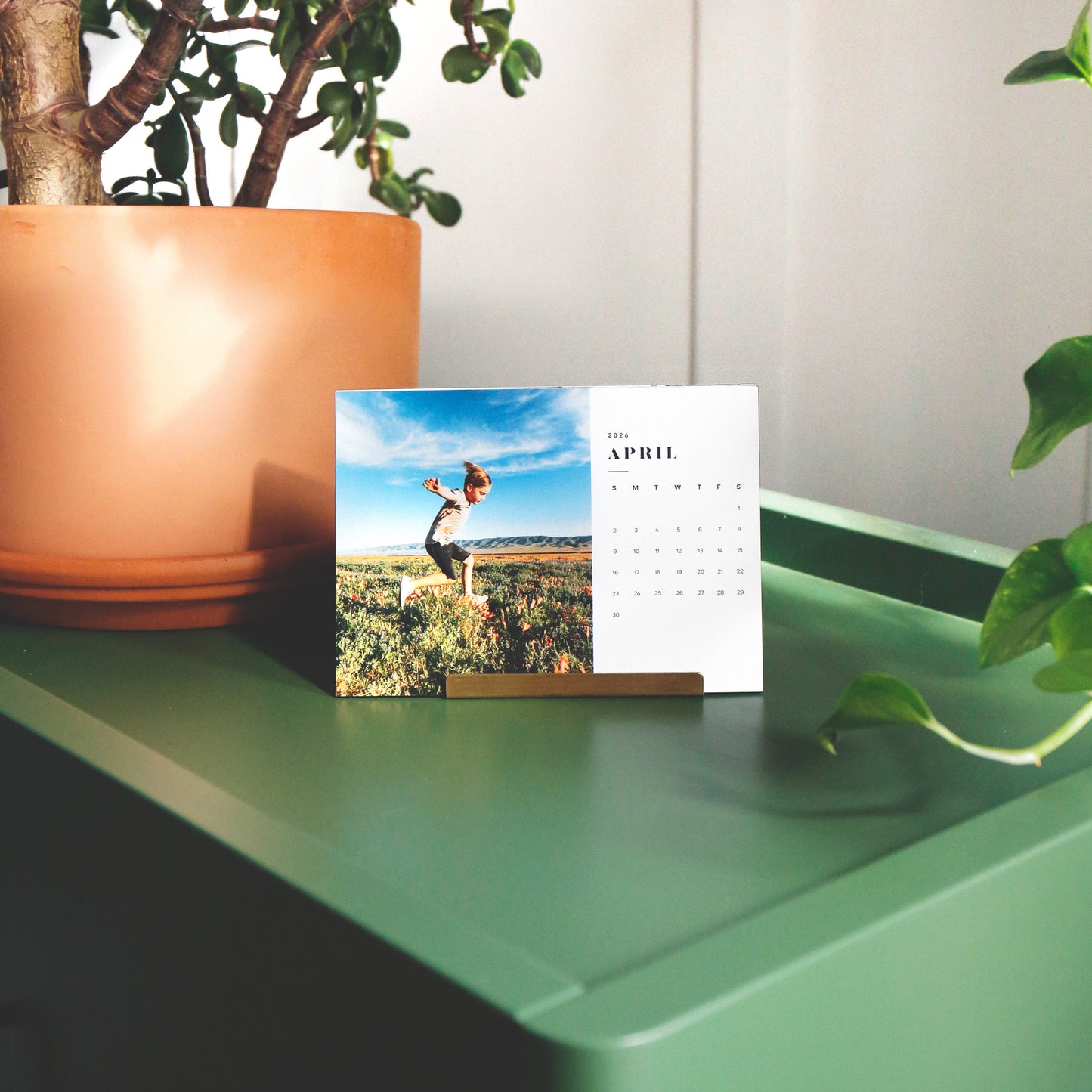 Monthly Calendar with Brass Stand