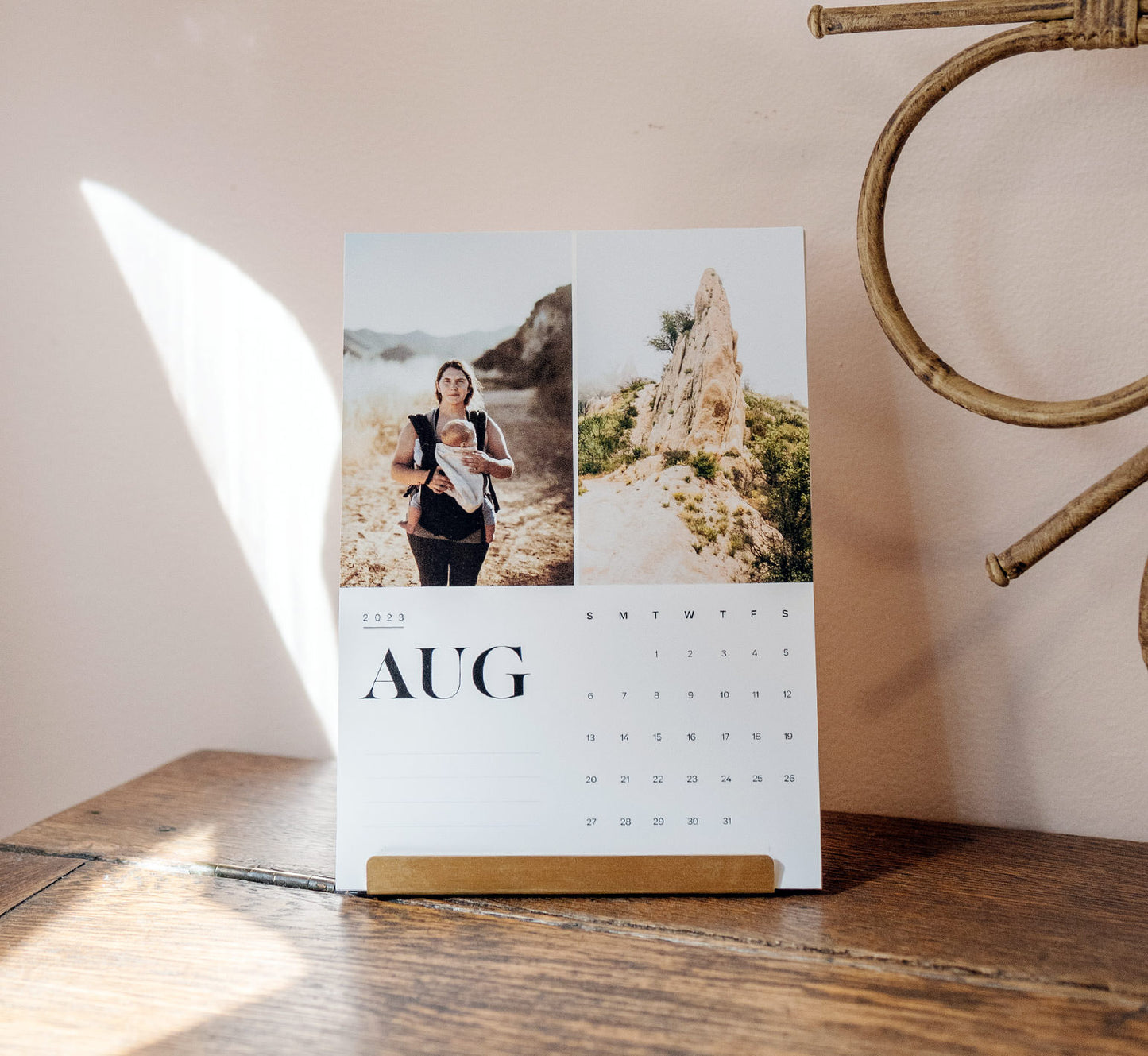 Monthly Calendar with Brass Stand