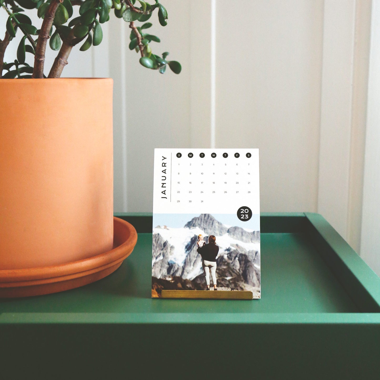 Monthly Calendar with Brass Stand