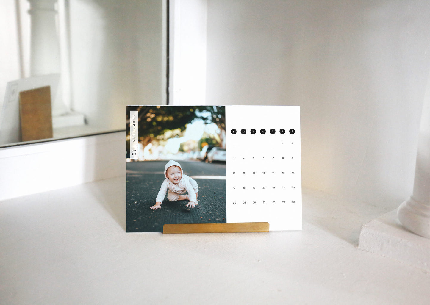 Monthly Calendar with Brass Stand