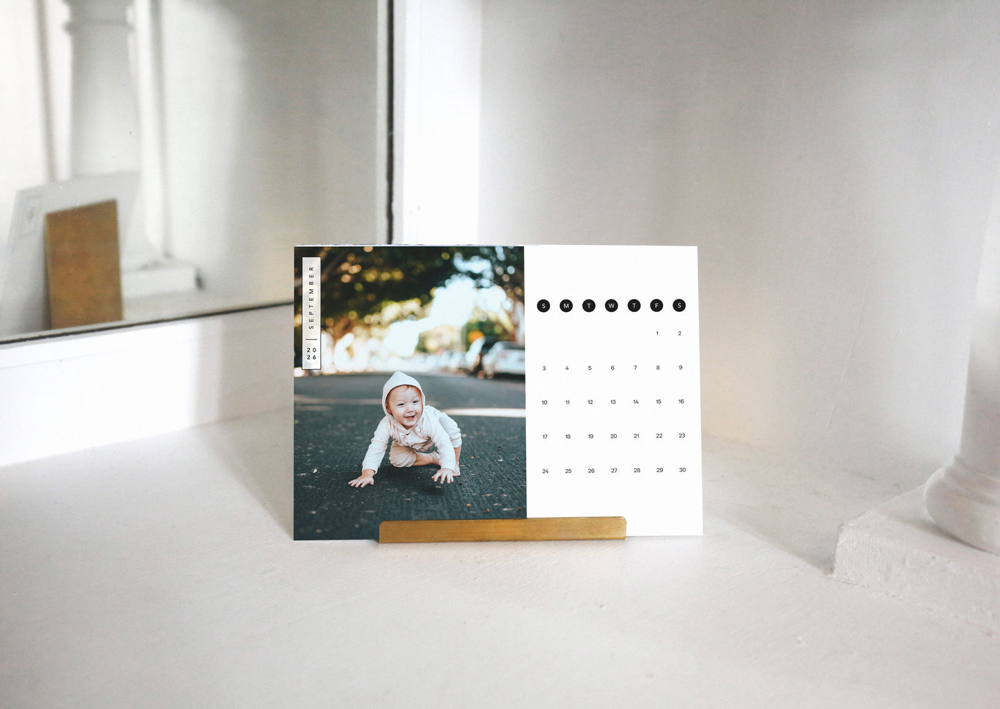 Monthly Calendar with Brass Stand