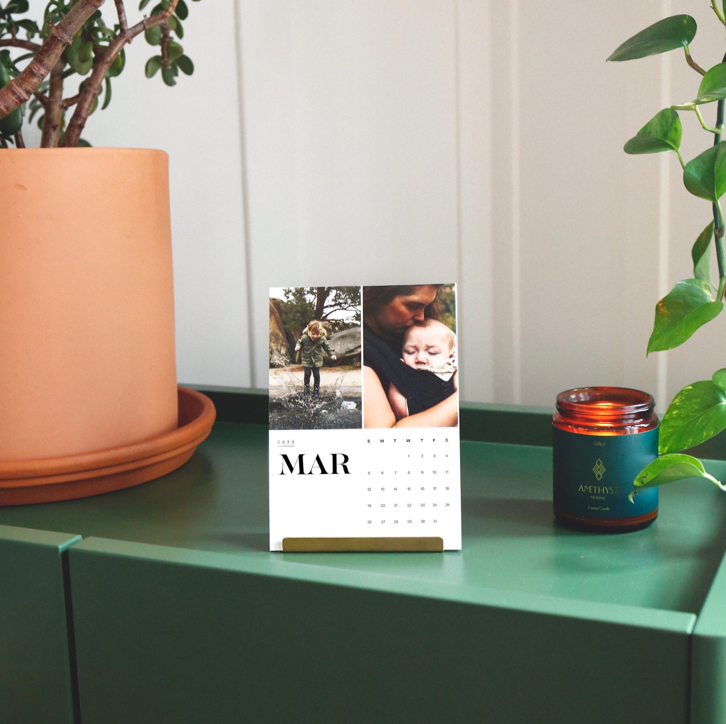 Monthly Calendar with Brass Stand
