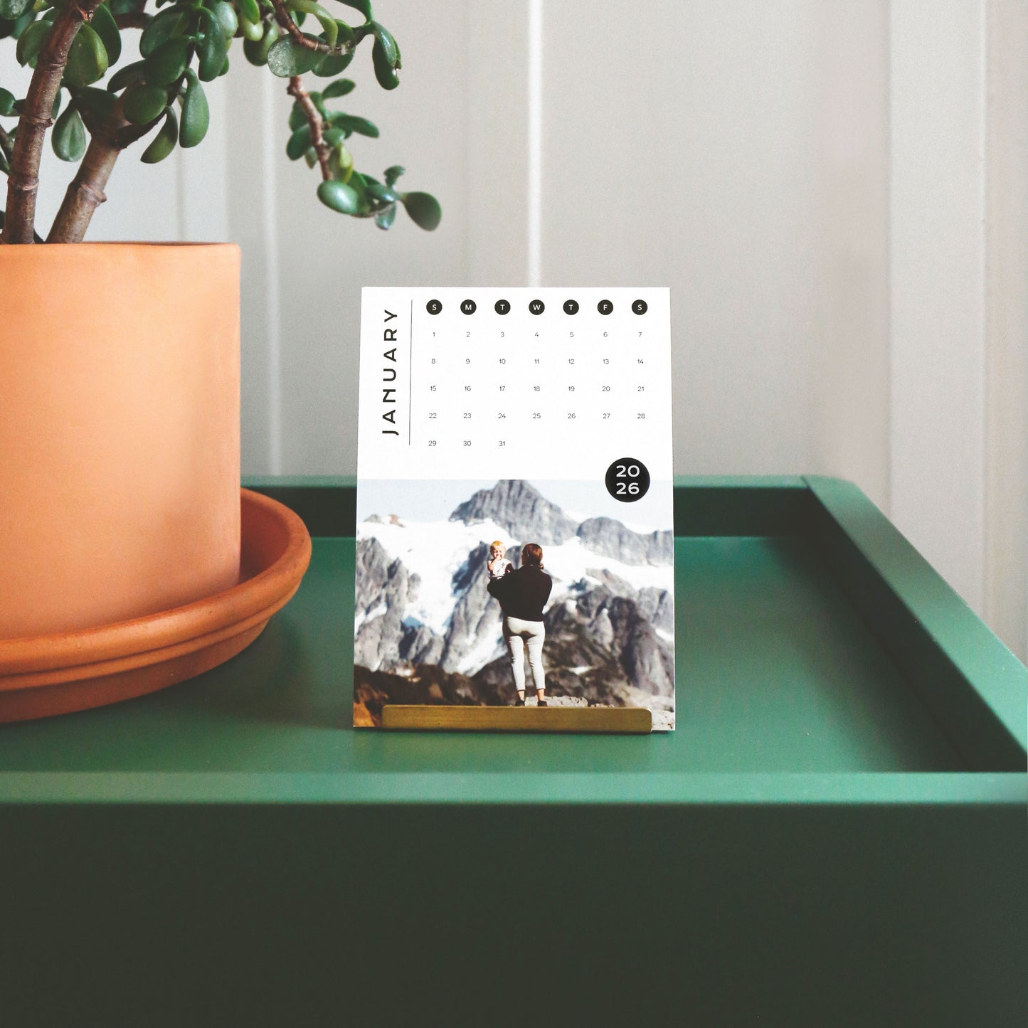 Monthly Calendar with Brass Stand