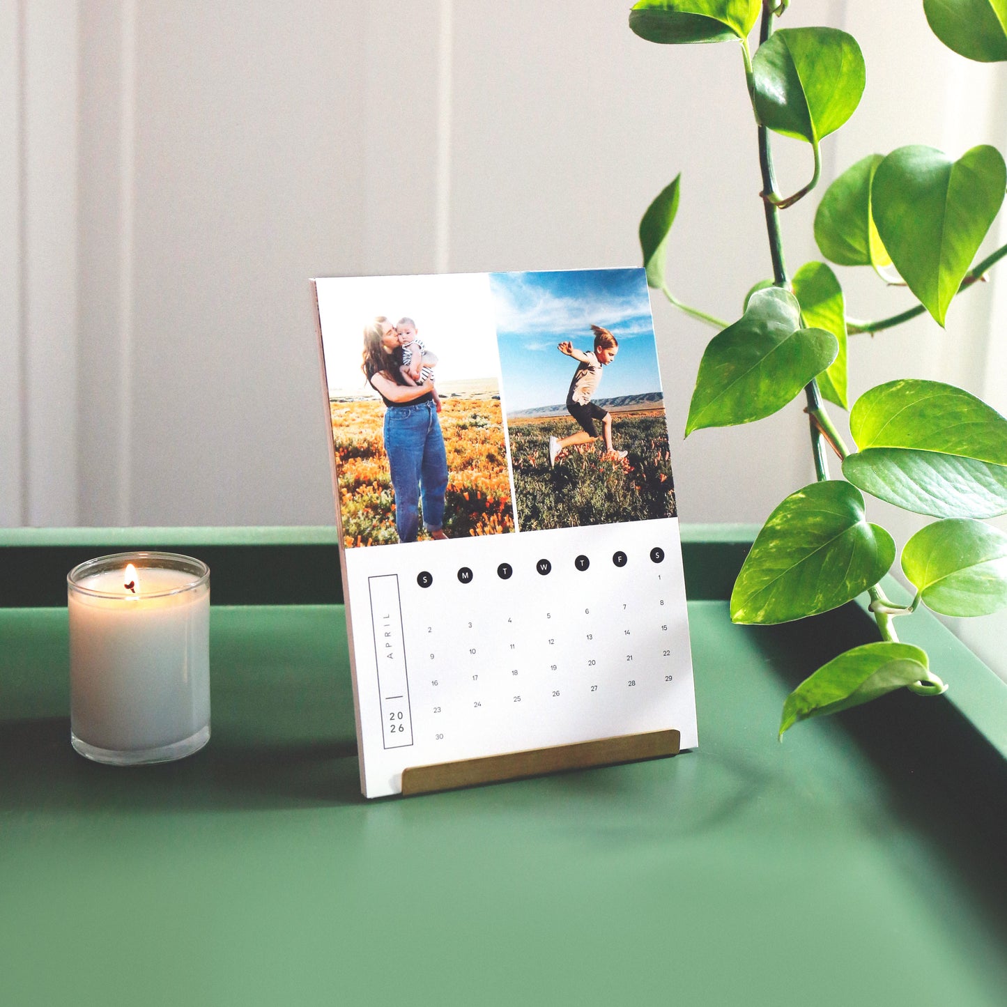 Monthly Calendar with Brass Stand