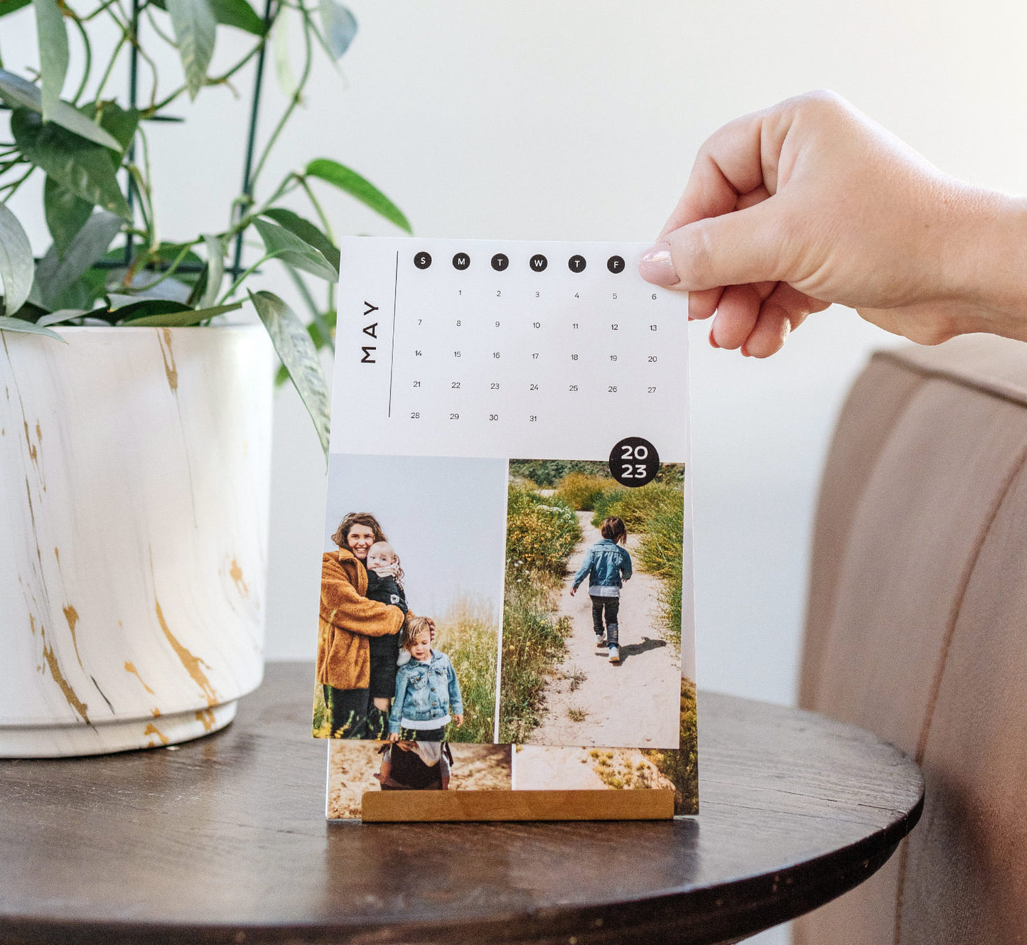Monthly Calendar with Brass Stand