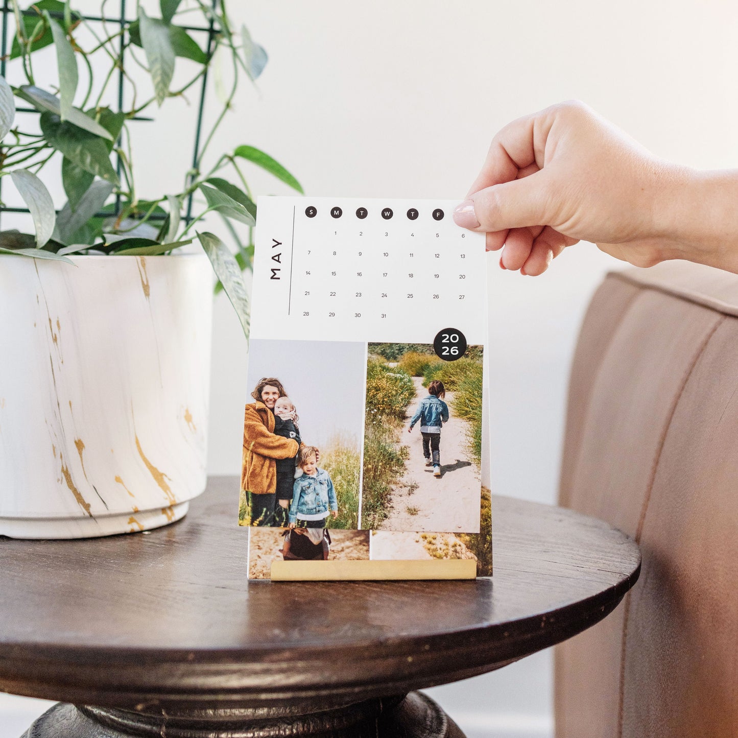 Monthly Calendar with Brass Stand