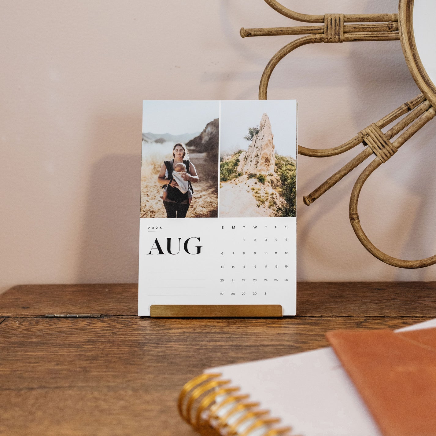 Monthly Photo Calendar with Brass Stand Social Print Studio