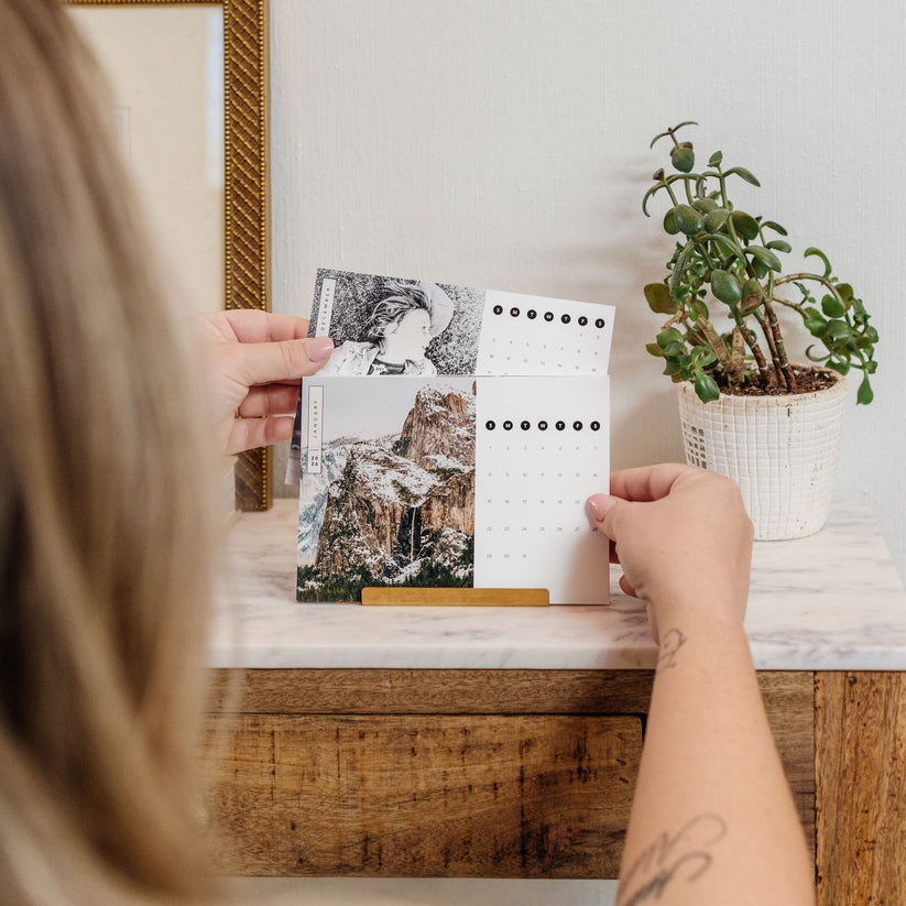 Monthly Photo Calendar with Brass Stand Social Print Studio