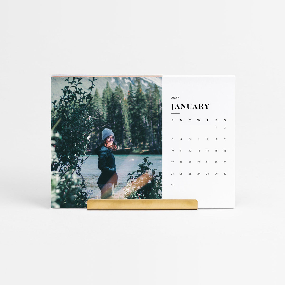 Monthly Calendar with Brass Stand