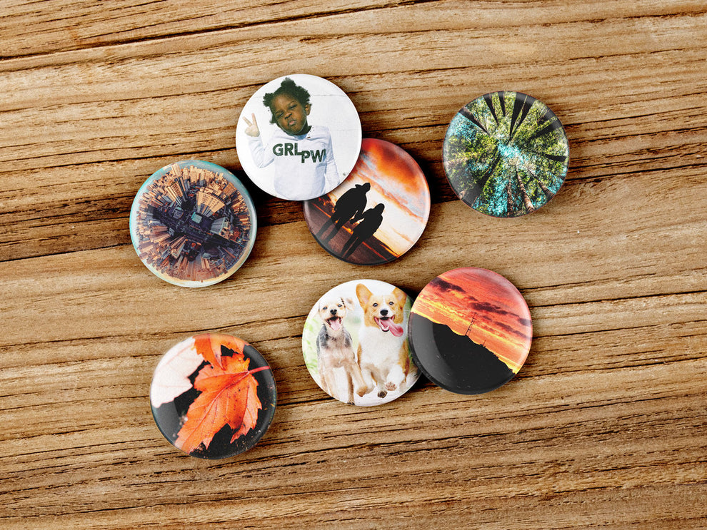 Photo Pins | Custom Photograph buttons | Social Print Studio